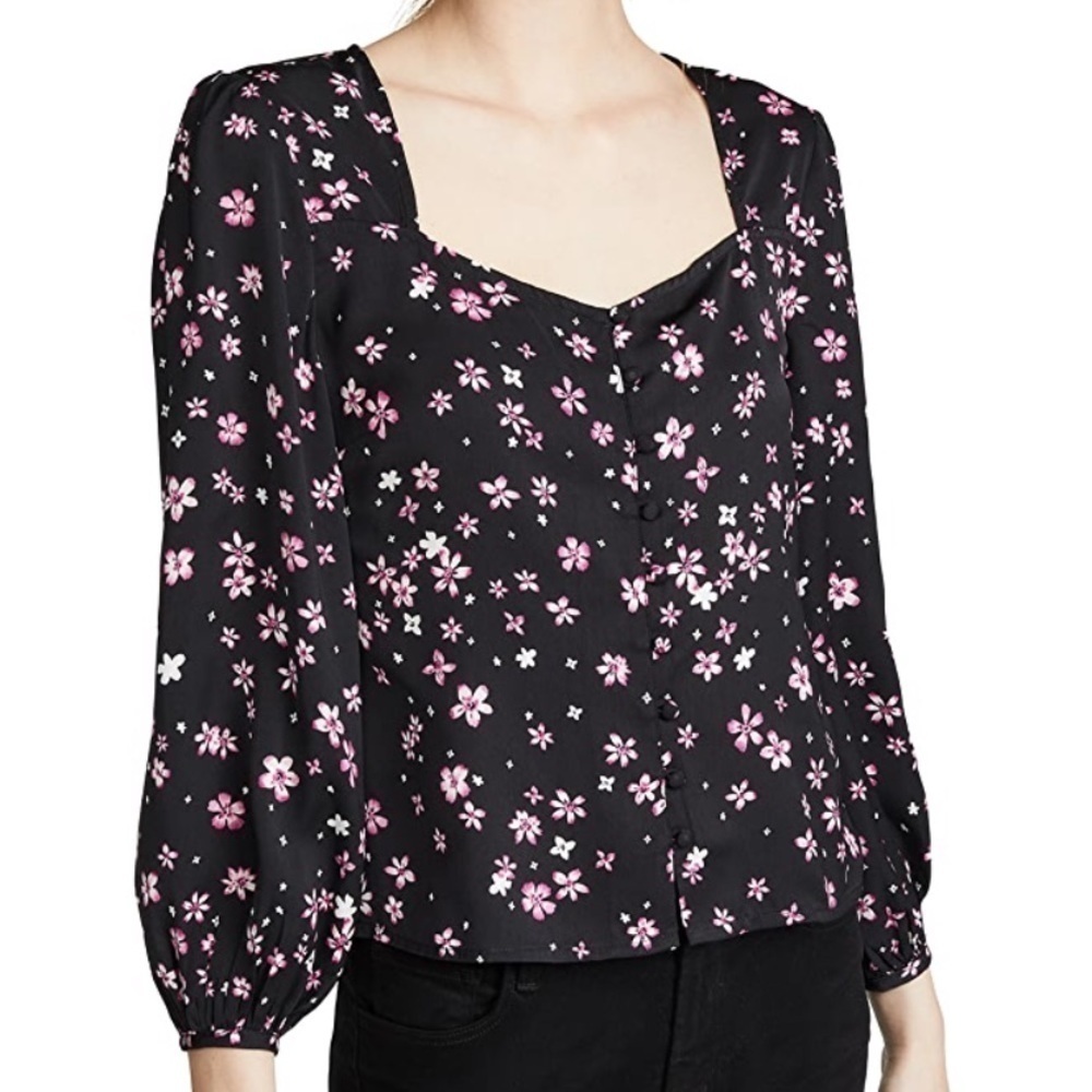 NWT CUPCAKES & CASHMERE Sapphire Floral Blouse S
